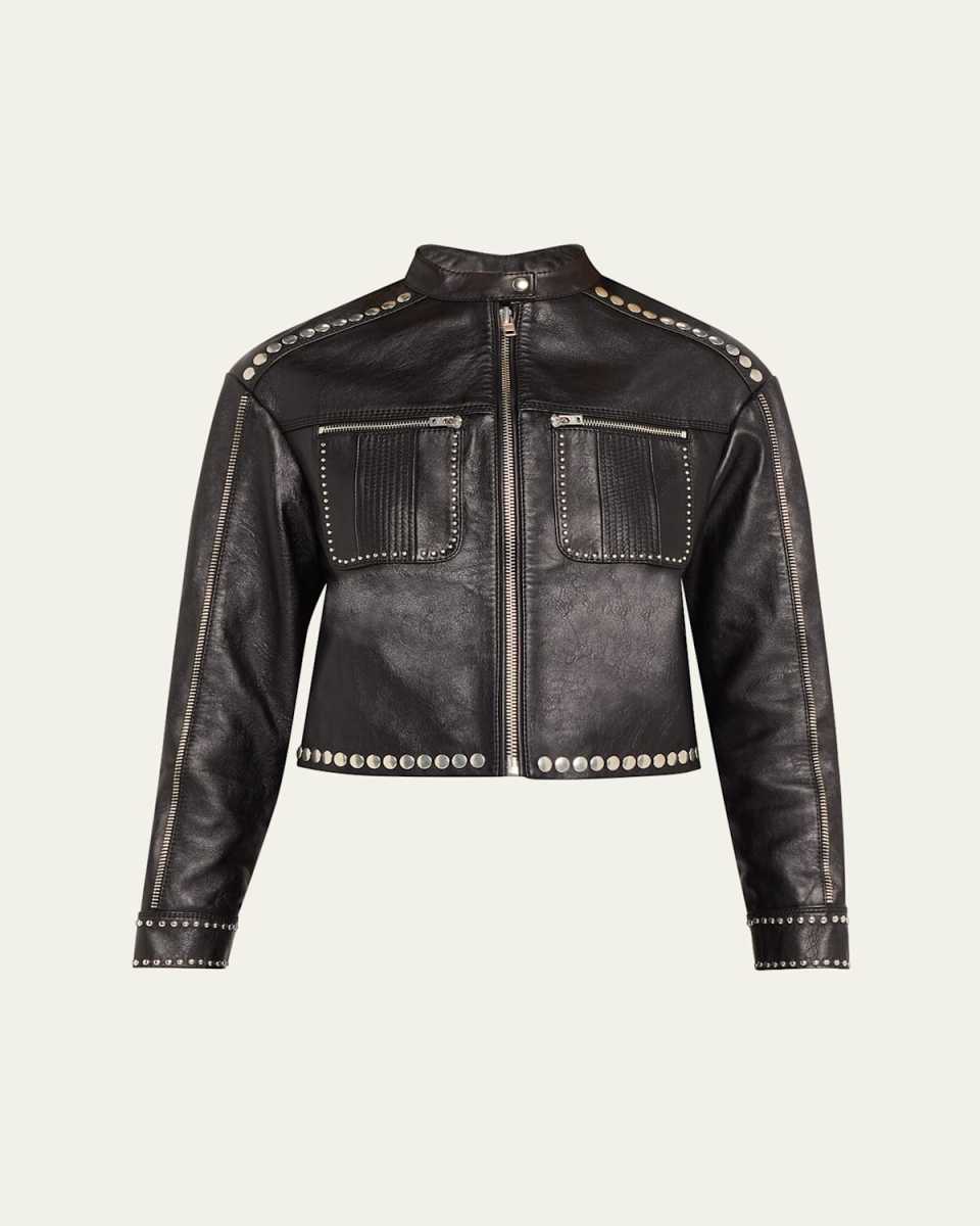 Studded Leather Biker Jacket